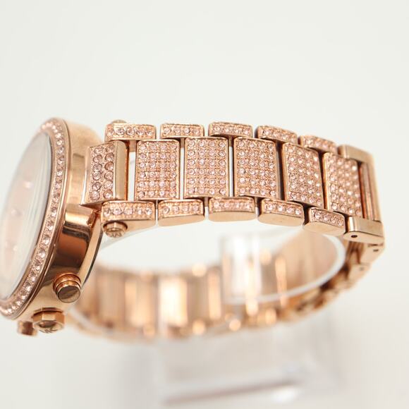 Michael Kors Parker Rose Gold Tone Chronograph 40mm Watch MK5663 w New Battery - Picture 10 of 12